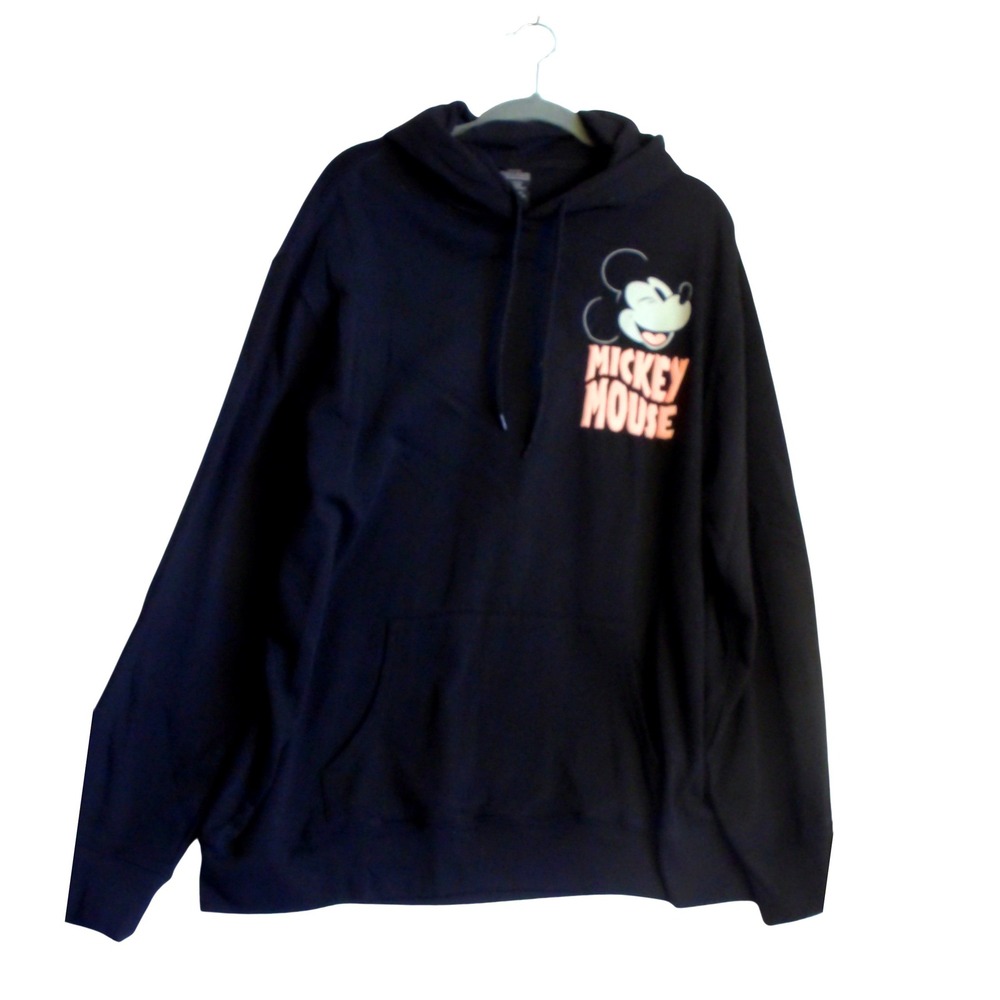 Disney Mickey Mouse Hoodie Black Graphic Pullover Sweatshirt Mens 2XL XXL